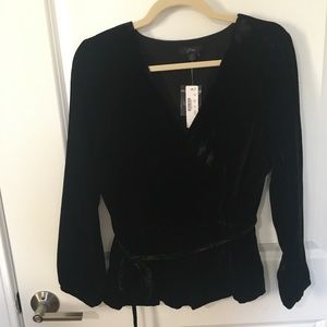 J. Crew Faux-wrap top in drapey velvet